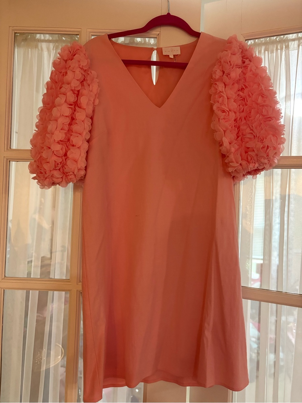 entro Pink Puff Sleeve Shift Dress